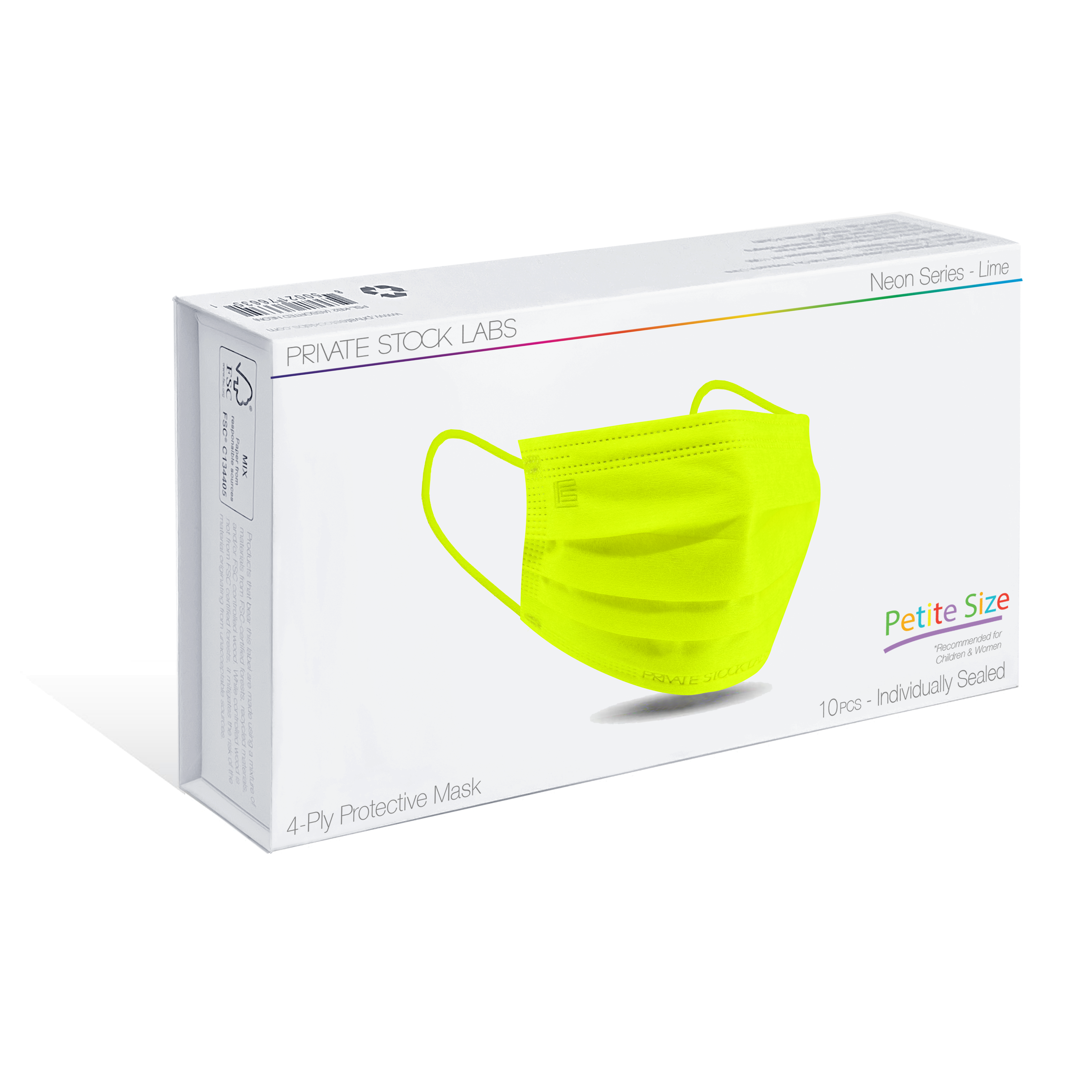 Petite 4-Ply Protective Mask - Neon Series - Lime (Pack of 10)