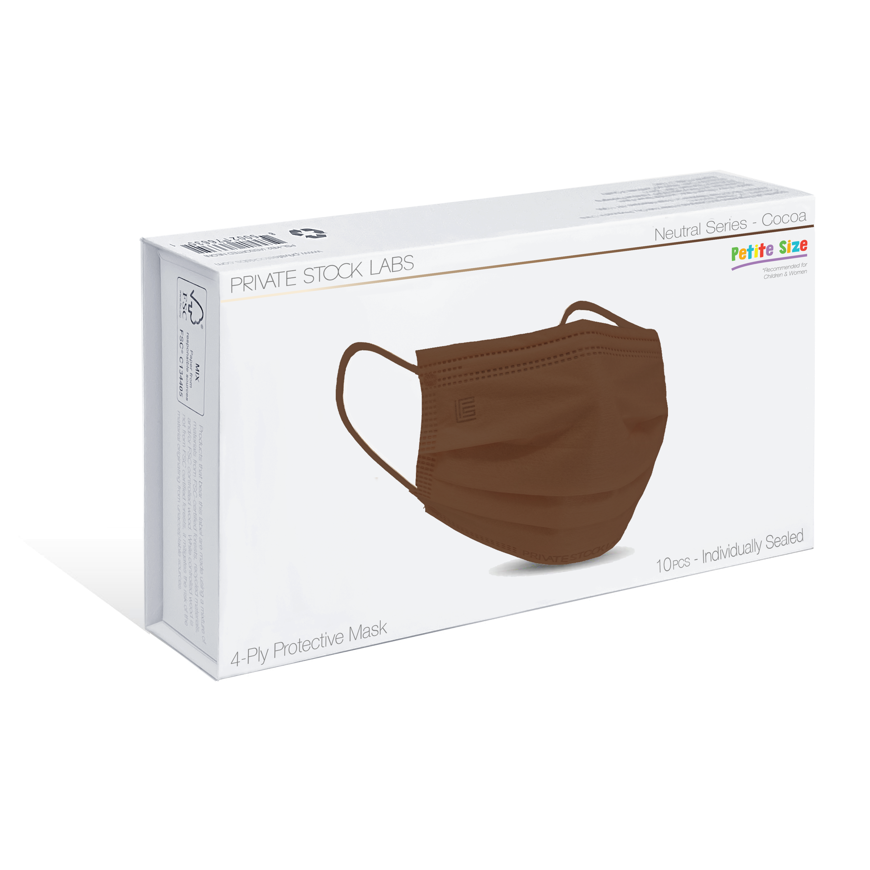 Petite 4-Ply Protective Mask - Neutral Series - Cocoa (Pack of 10)