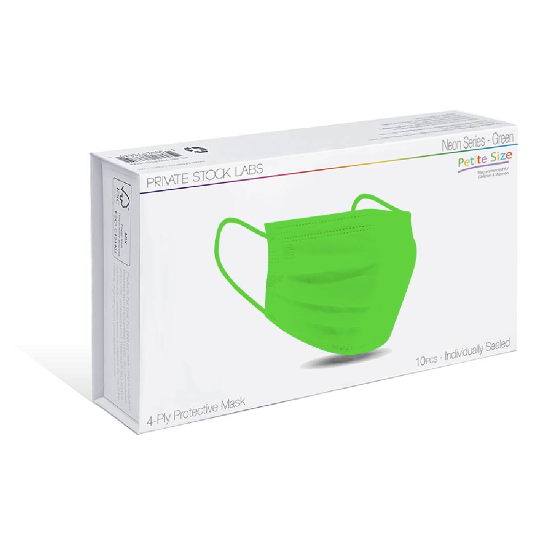 Petite 4-Ply Protective Mask - Neon Series - Green (Pack of 10)