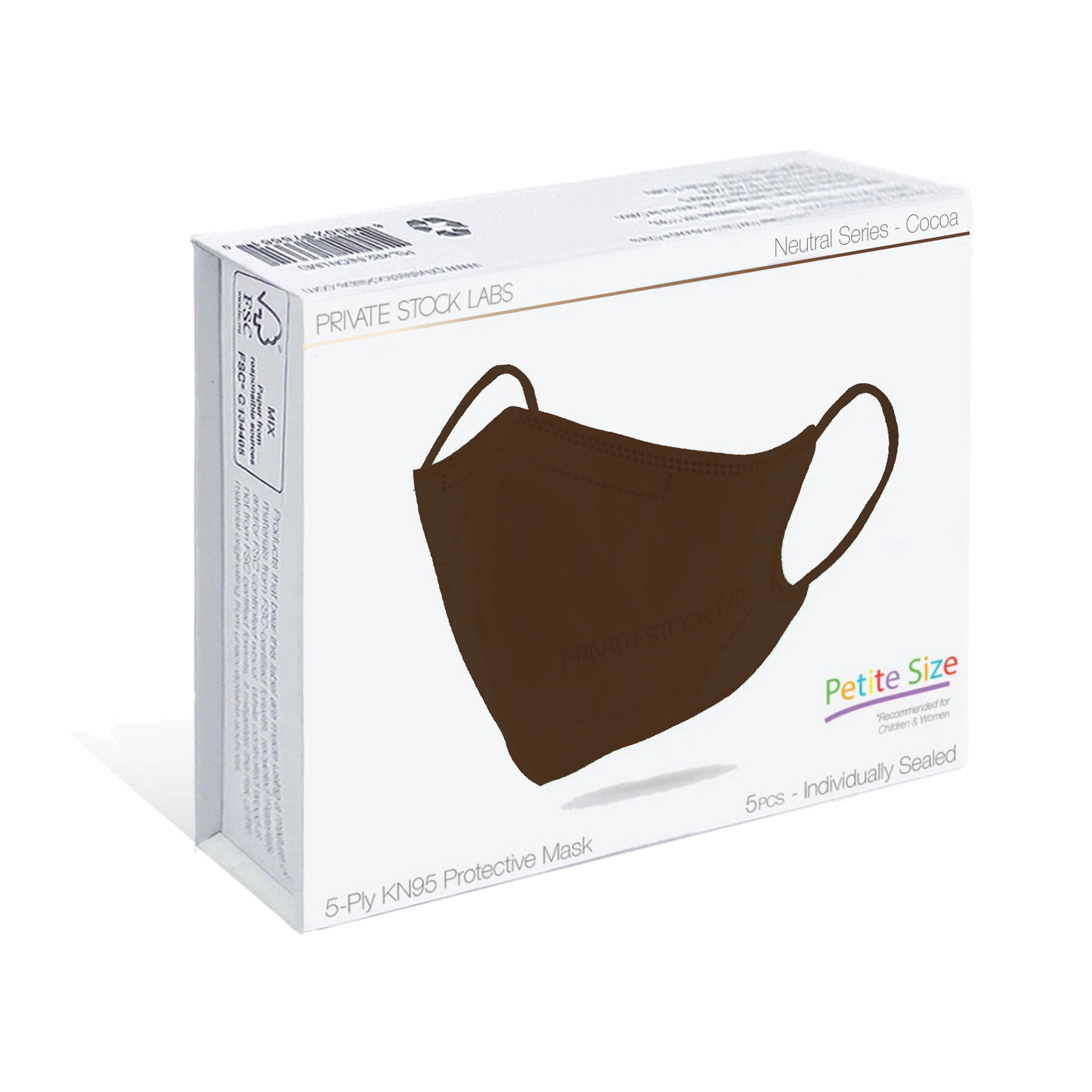 Petite KN95 Protective Mask - Neutral Series - Cocoa (Pack of 5)