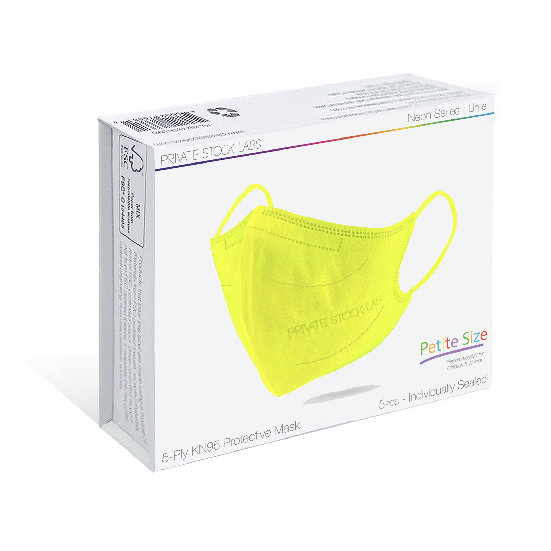 Petite KN95 Protective Mask - Neon Series - Lime (Pack of 5)