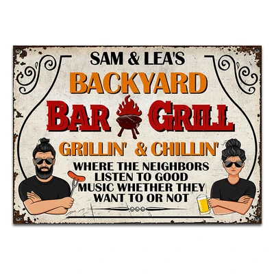 backyard metal sign