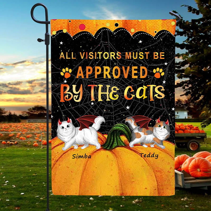 All Visitors Must Be Approved By Cats Halloween Personalized Garden Flag