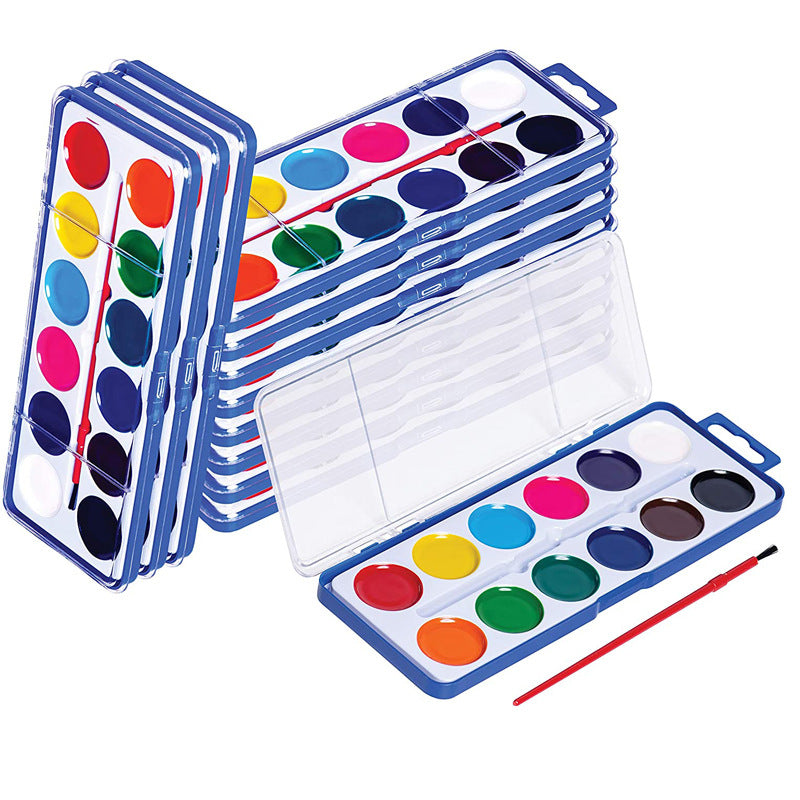 12 Colors Watercolor Paint Set Washable Watercolor Paint Set with Paint Brushes