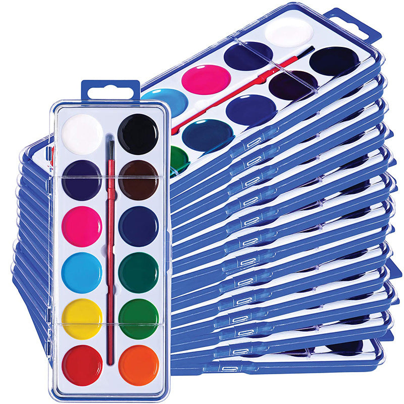 12 Colors Watercolor Paint Set Washable Watercolor Paint Set with Paint Brushes