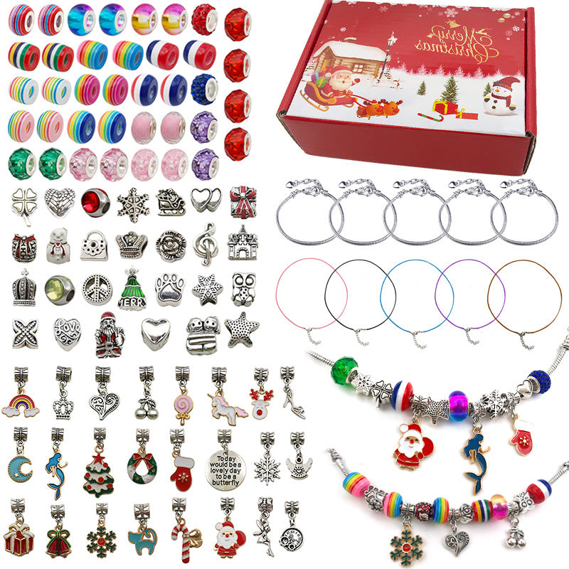 100pcs Christmas Bracelet Making Set Colorful Crystal Red Elk Gift Set