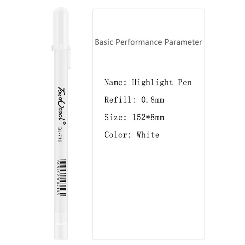 3 Pcs 0.8mm Creative White Ink Gel Pen Highlight Marker Pen