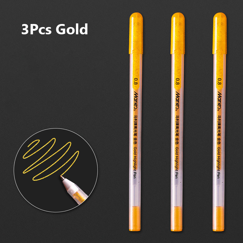 3 Pcs 0.8mm Creative White Ink Gel Pen Highlight Marker Pen