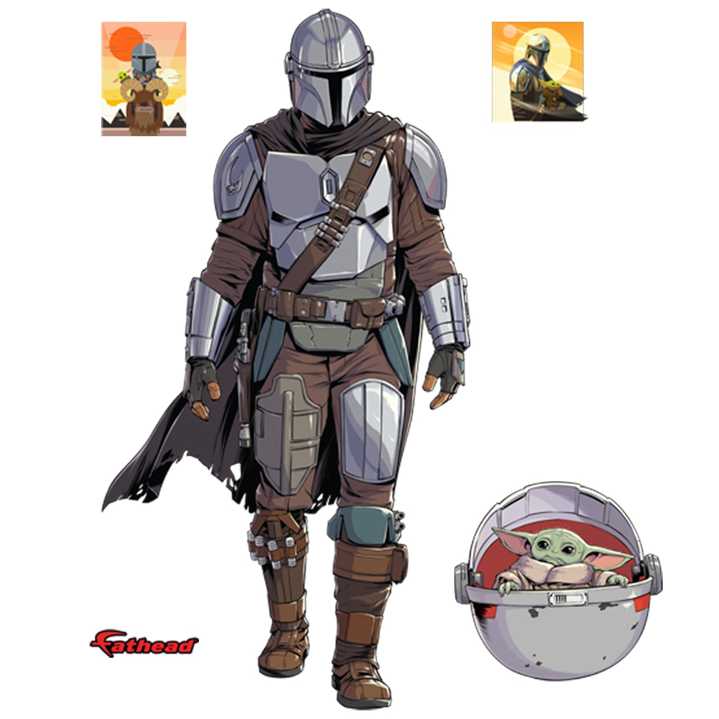 The Mandalorian with Child  - Officially Licensed Star Wars Removable Wall Decal