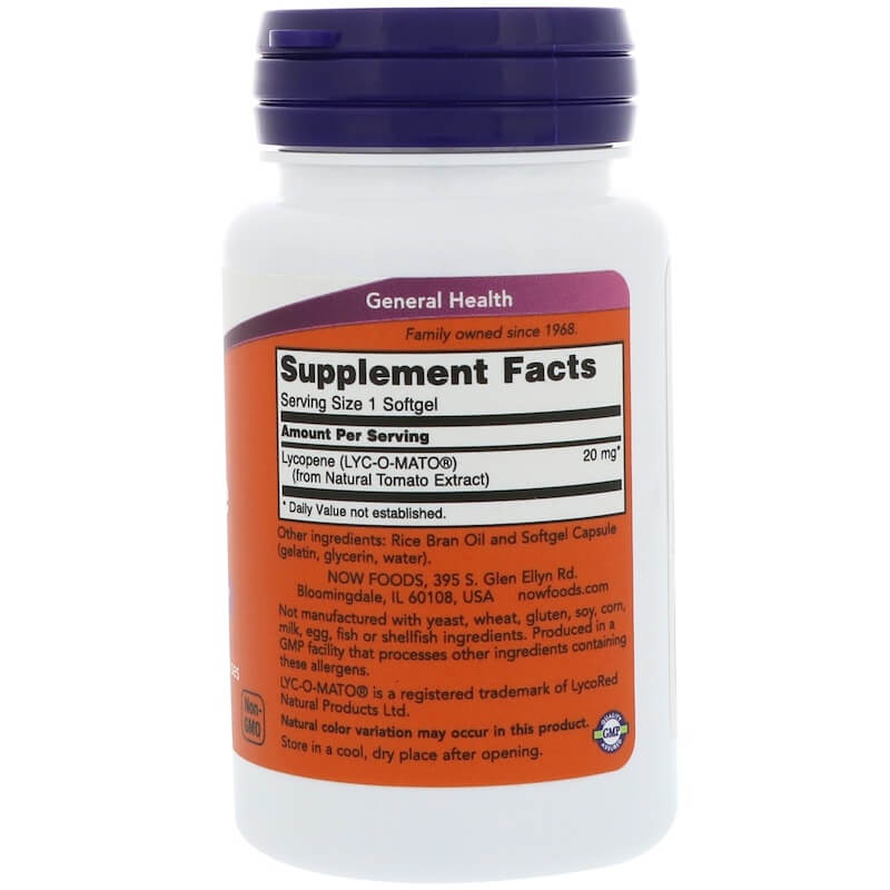 Now Foods - Lycopene, 20 mg, 50 Softgels