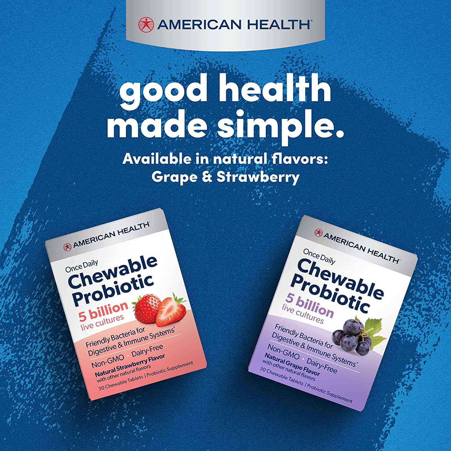 American Health, Once Daily Chewable Probiotic, Natural Strawberry, 5 Billion CFU, 30 Chewable Tablets