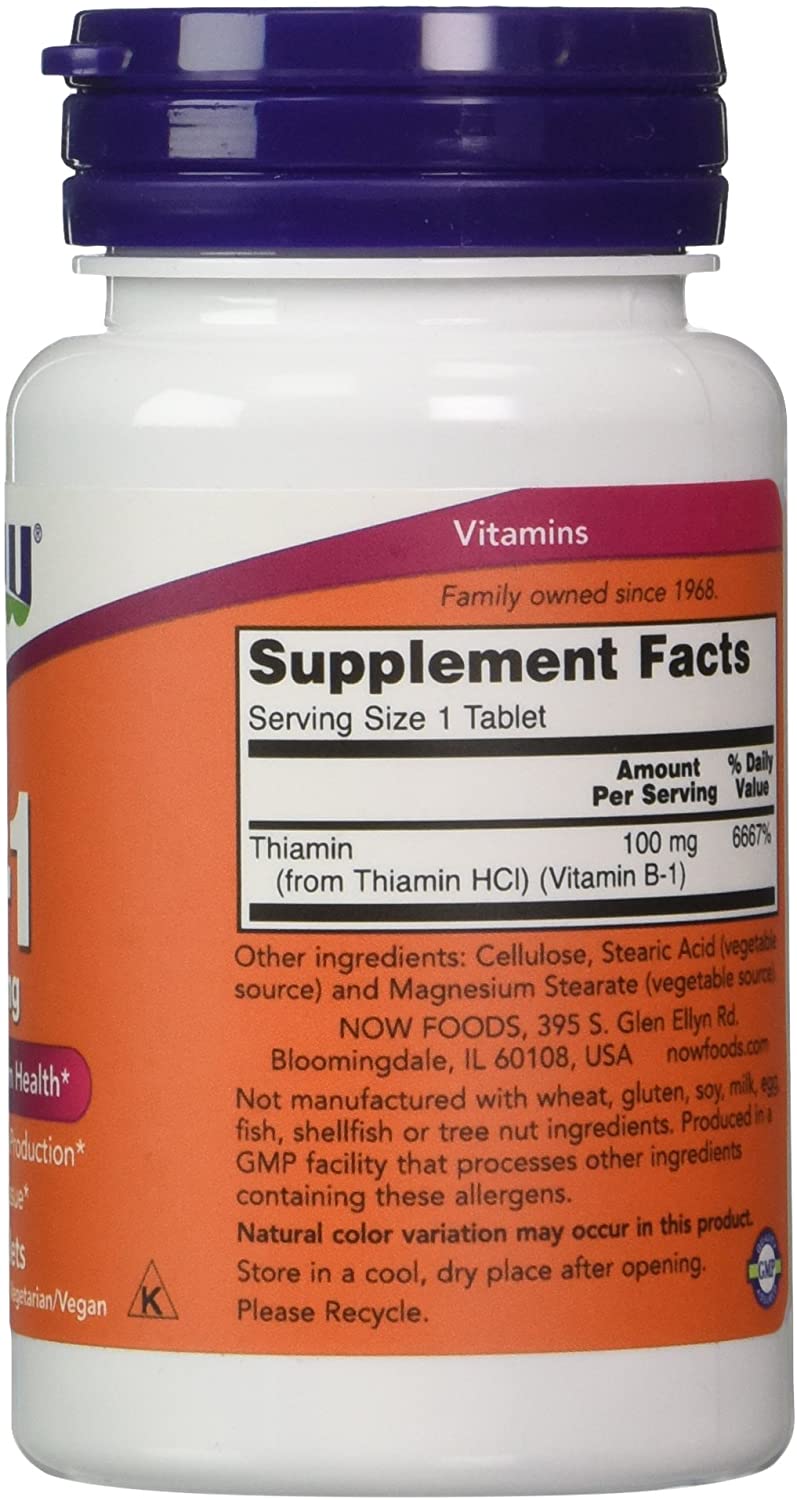 Now Foods - Vitamin B-1, Thiamine, 100 mg, 100 Tablets