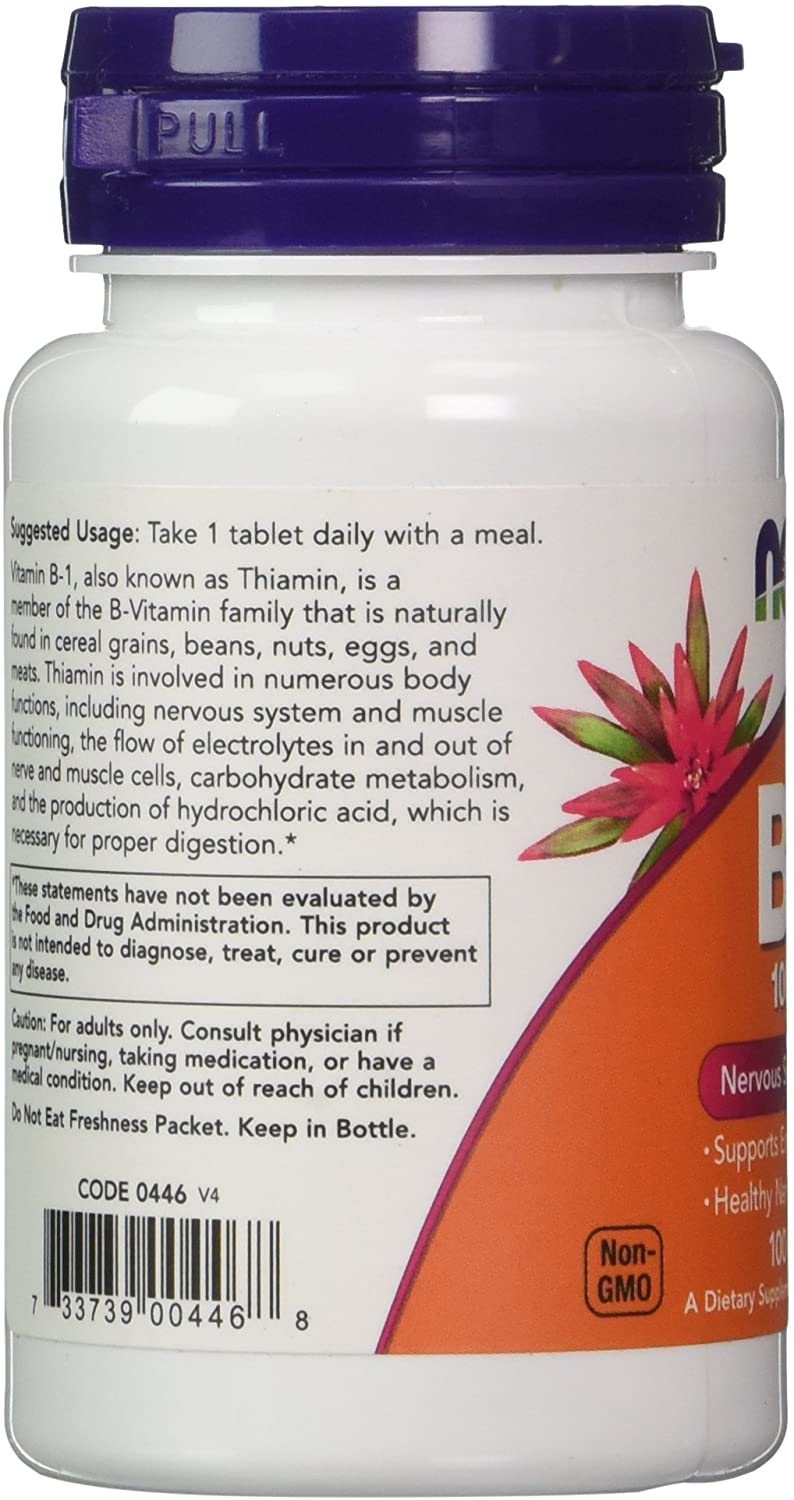 Now Foods - Vitamin B-1, Thiamine, 100 mg, 100 Tablets