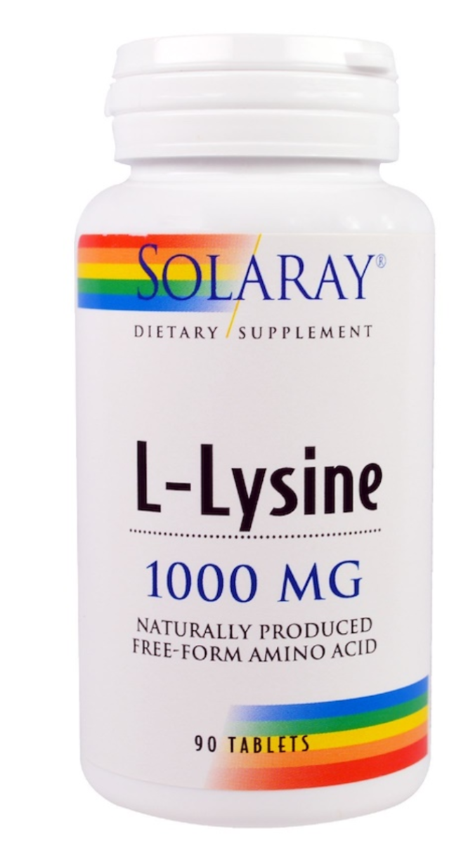 Solaray, L-Lysine, 1,000 mg, 90 TabletsDietary Supplement Naturally Produced Free-Form Amino Acid