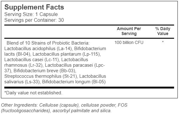 NOW Foods Probiotic 10 100 Billion,30 Vegetarian Capsules