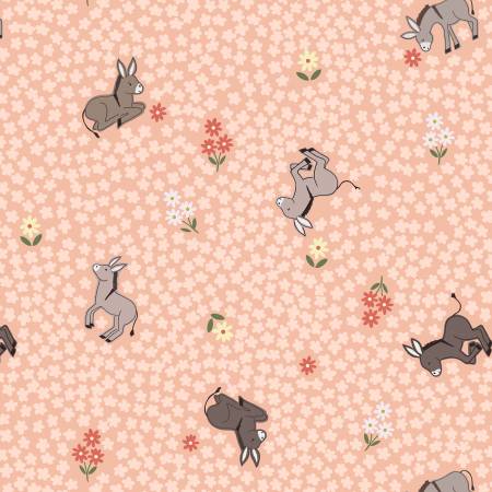 Lewis and Irene- Dinky Donkeys on Peach (1/4 Yard)