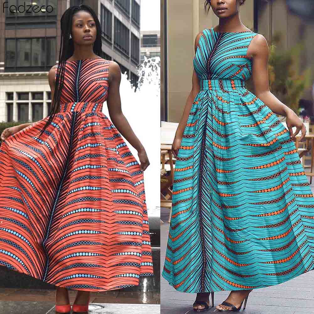 Sleeveless African Ankara Print Party Dresses