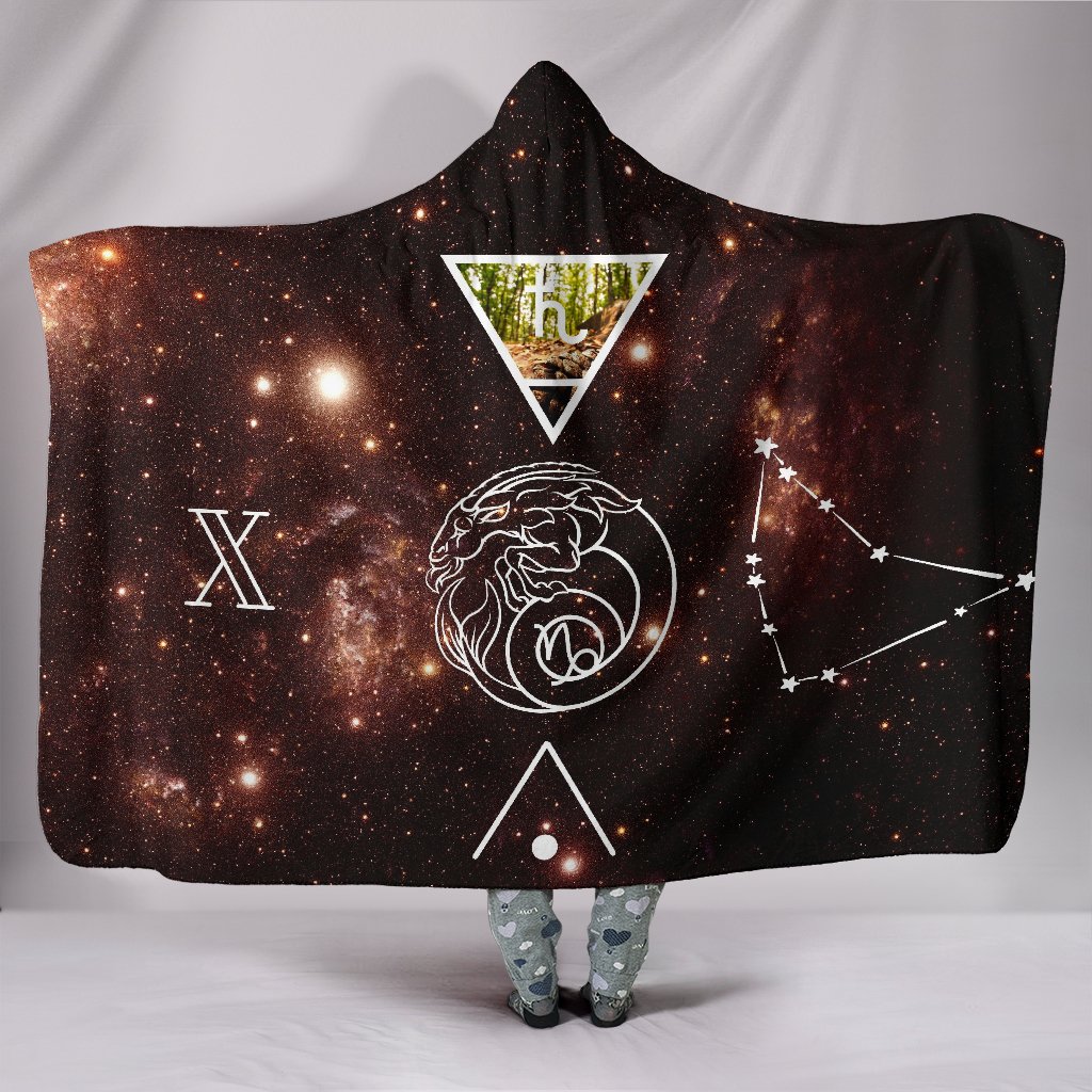 Capricorn Zodiac Sign Astrology, Stars Constellations Hooded Blanket, Sherpa