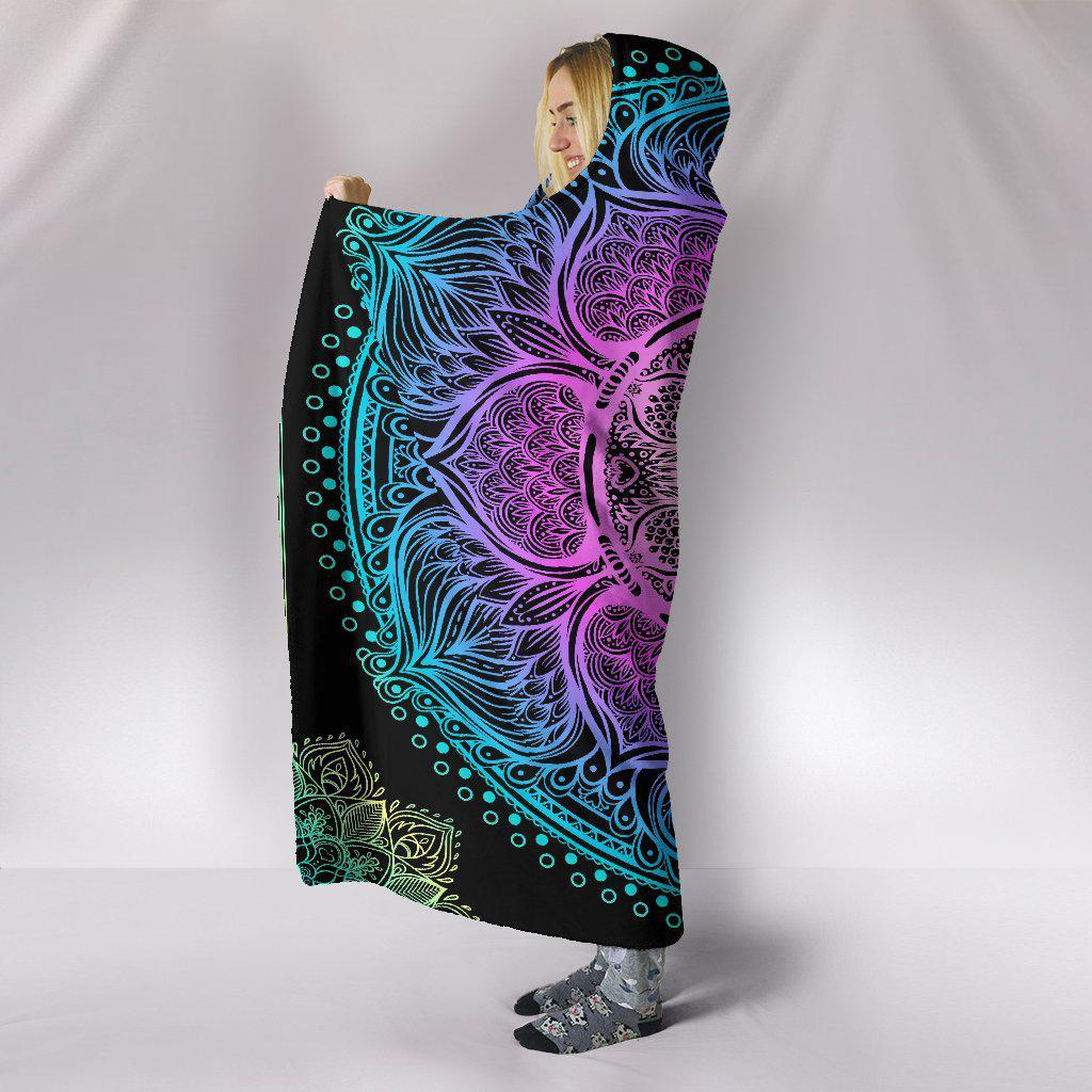 Flower Mandala, Hooded Blanket, Sherpa Blanket, Meditation Zen, Spiritual
