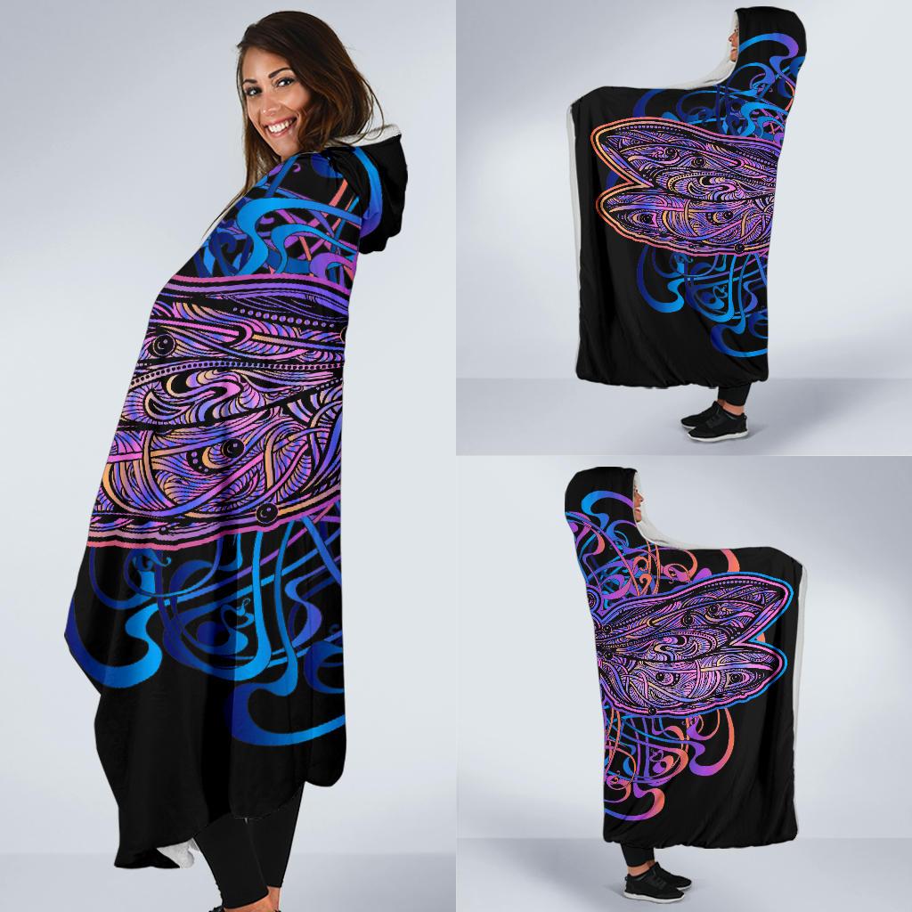 Purple Dragonfly, Hooded Blanket, Sherpa Blanket, Yoga Meditation, Hindu Indian,
