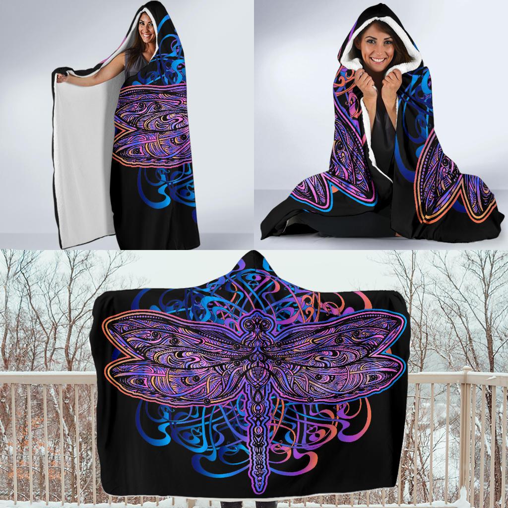 Purple Dragonfly, Hooded Blanket, Sherpa Blanket, Yoga Meditation, Hindu Indian,