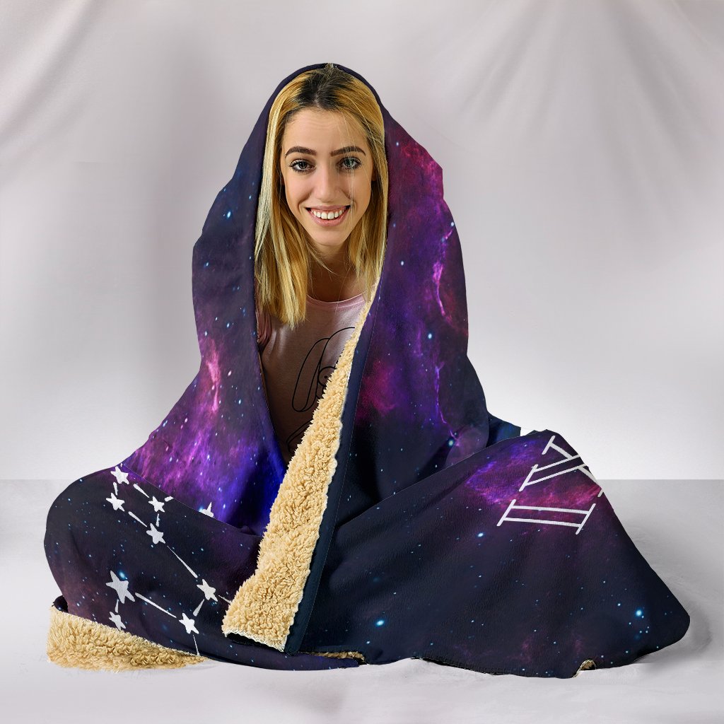 Purple Pink Sagittarius Zodiac Sign Astrology, Hooded Blanket, Sherpa Blanket,