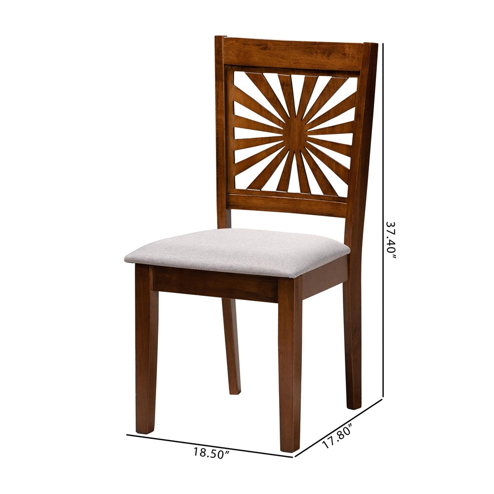 Olympia Modern Grey Fabric And Walnut Brown Finished Wood 2-piece Dining Chair Set