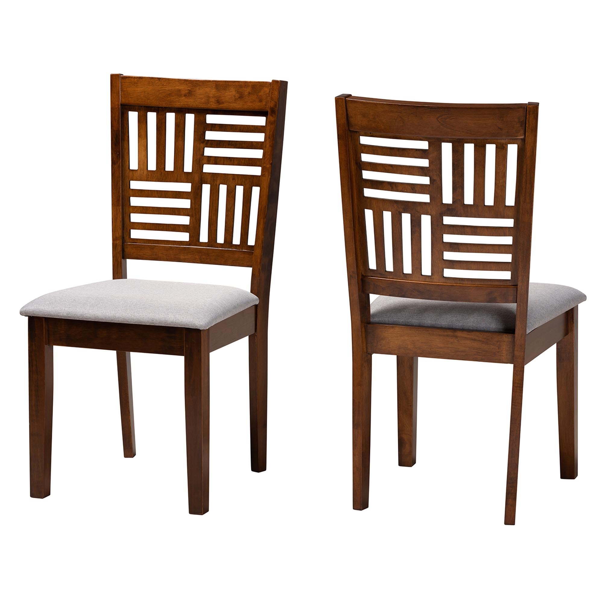 Deanna Modern Grey Fabric And Walnut Brown Finished Wood 2-piece Dining Chair Set