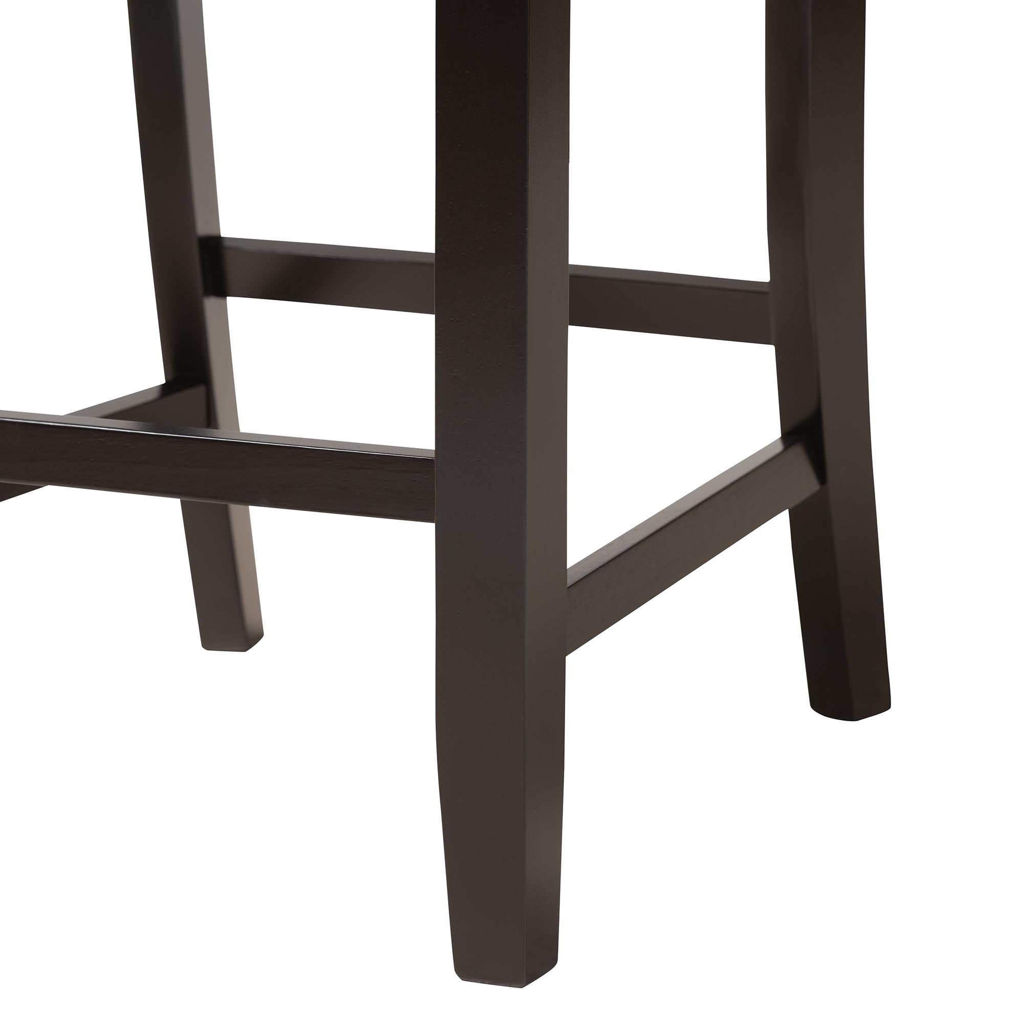 Modern Beige Fabric And Espresso Brown Finished Wood 2-piece Counter Stool Set