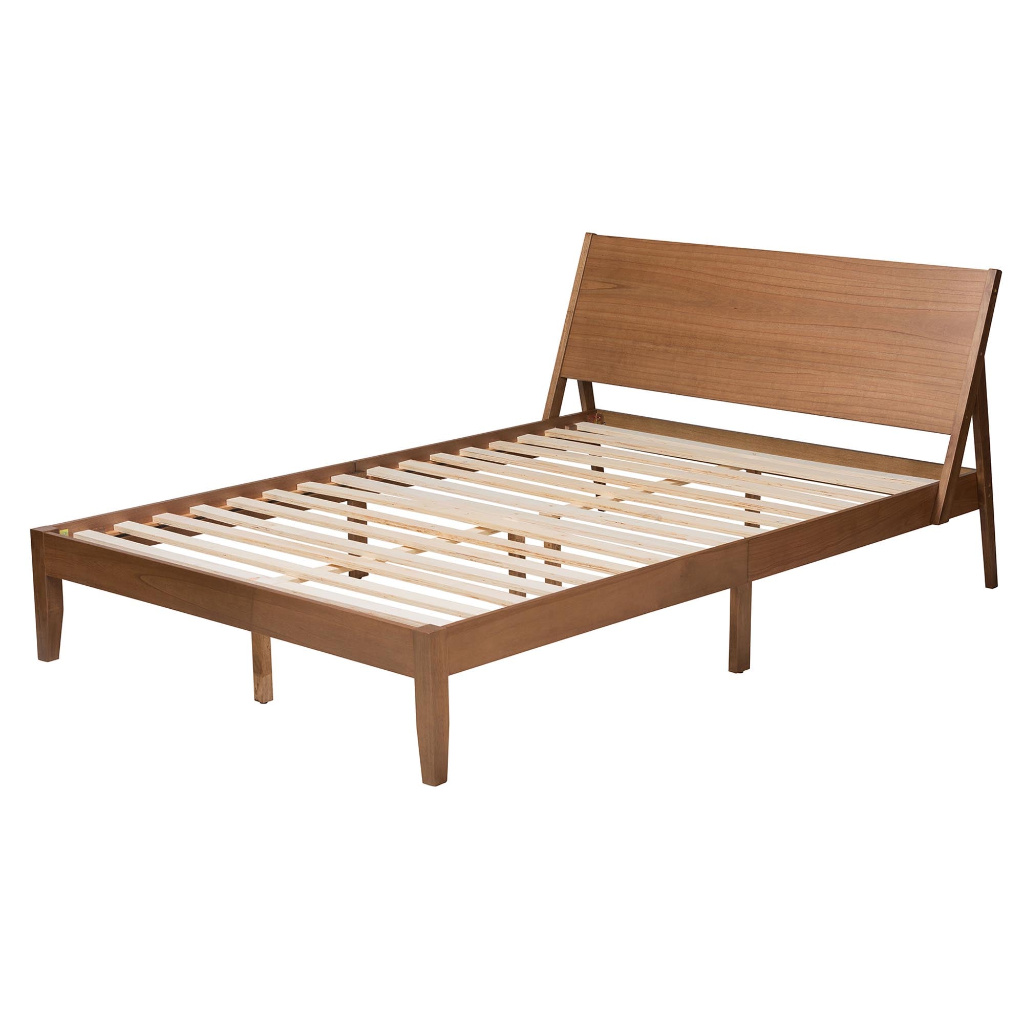 Eileen Mid-century Transitional Walnut Brown Finished Wood Queen Size Platform Bed