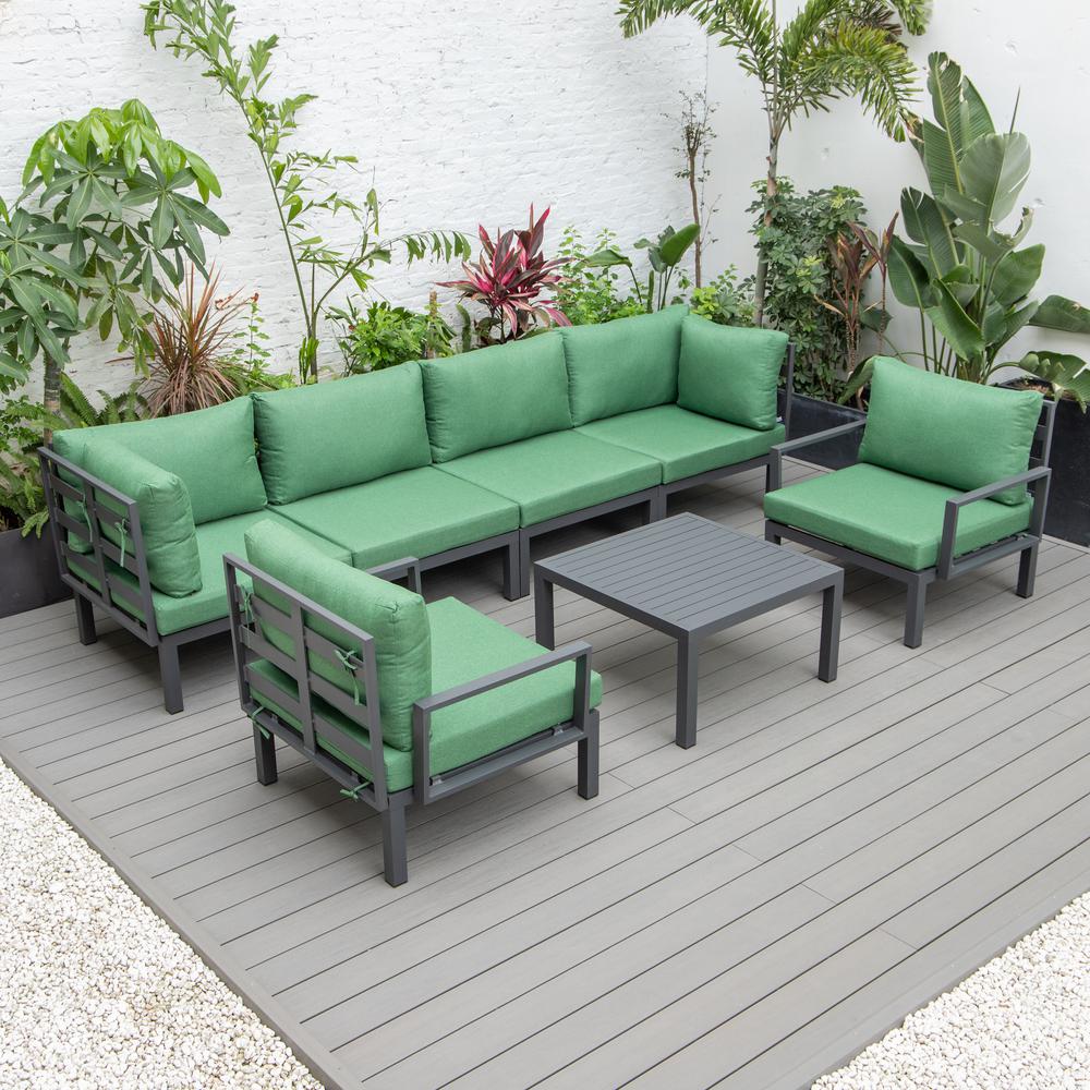 Hamilton 7 Piece Aluminum Patio Conversation Set With Coffee Table And Cushions