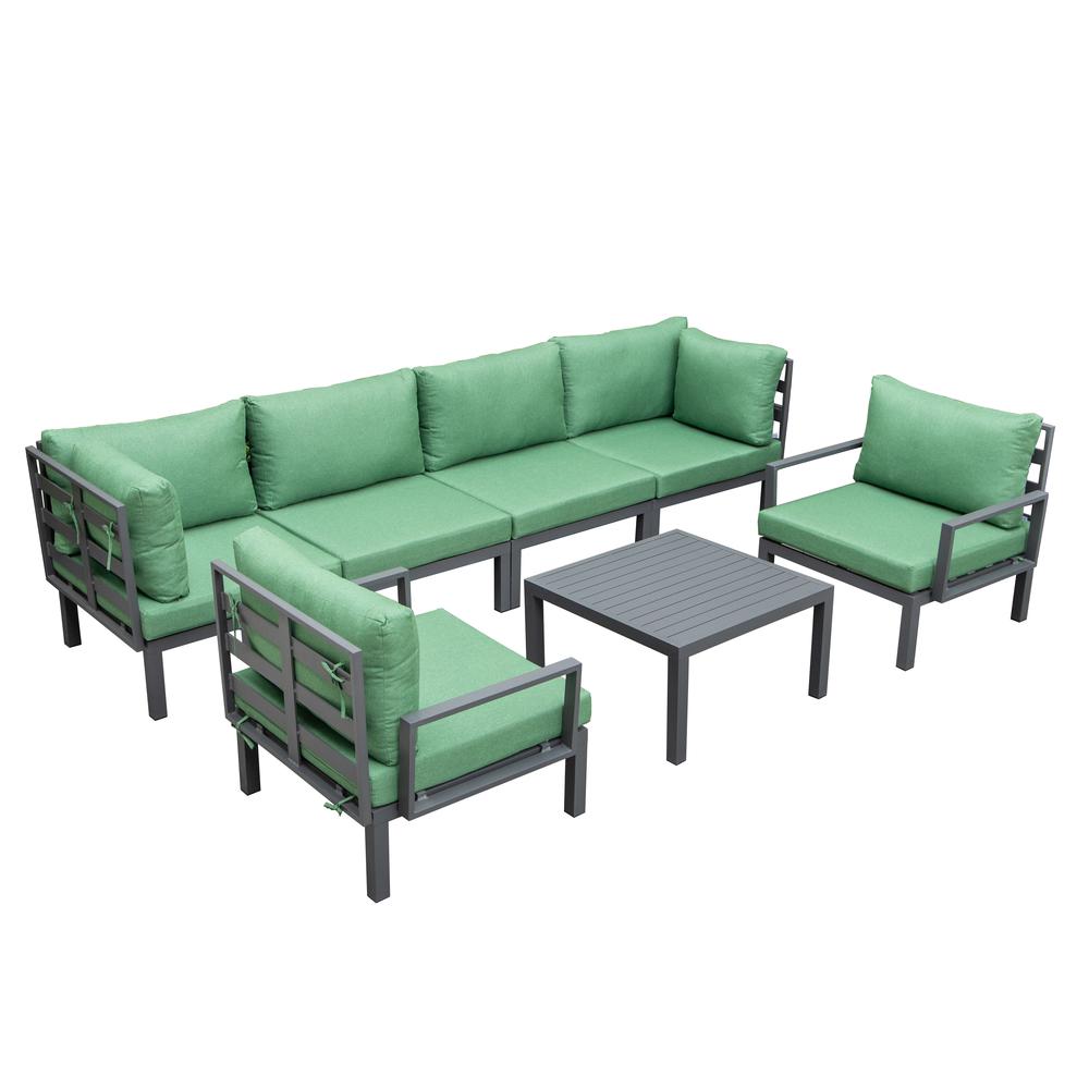 Hamilton 7 Piece Aluminum Patio Conversation Set With Coffee Table And Cushions