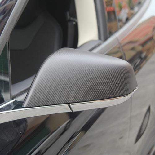 Real Molded Matte Carbon Fiber Side Mirror Overlay Covers for Tesla Model X 2022-2024