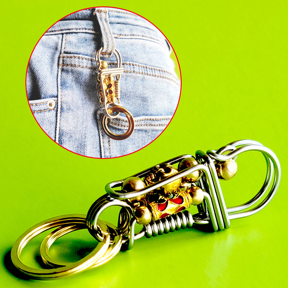 Golden Skull Punk Style Creative wire Keychain Ring