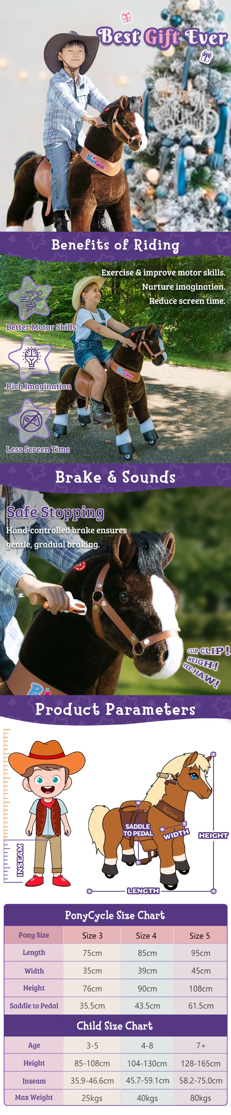 PonyCycle Model U Size 5 Chocolate Horse Riding Toy