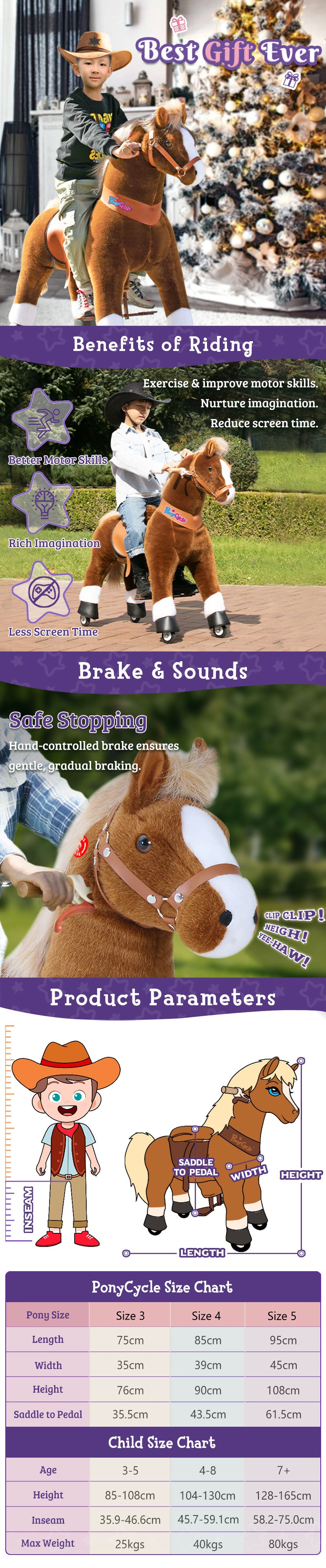 Model U Size 5 Brown Horse for age from 7 to 12