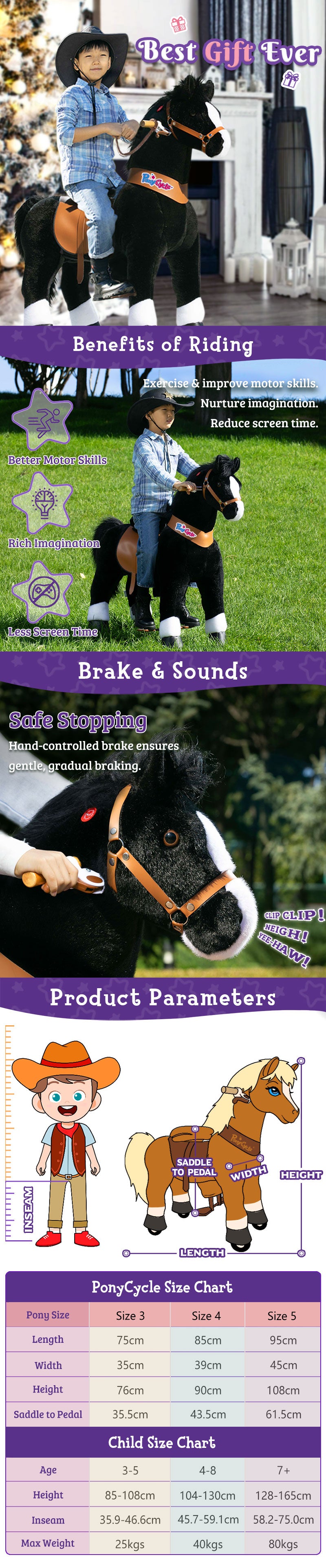 PonyCycle large size black horse