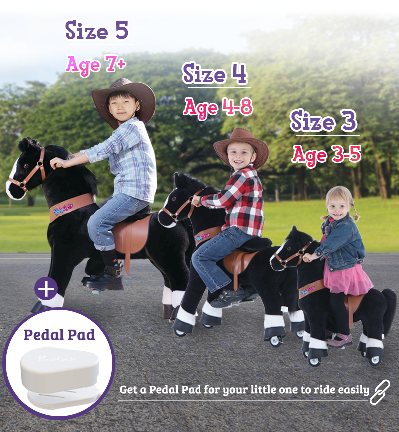 Pedal pads for little kids to ride larger PonyCycle