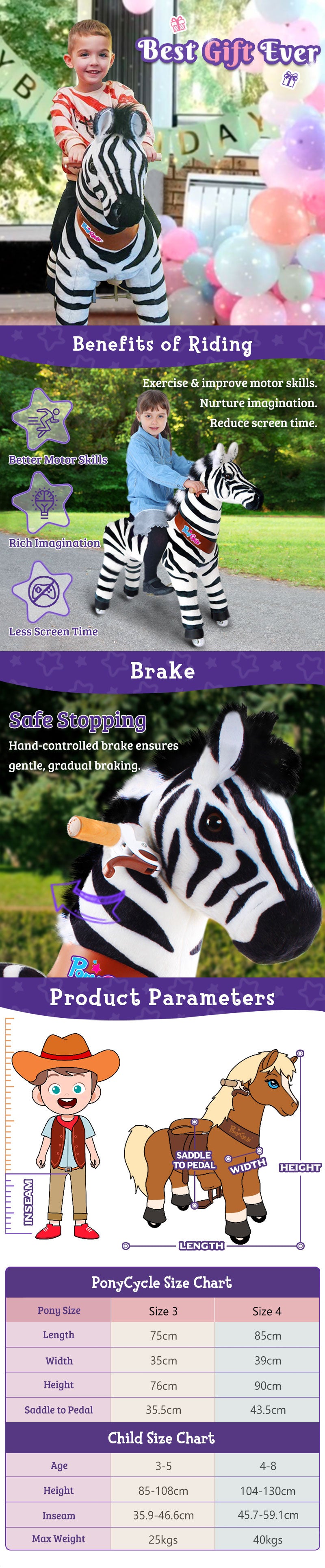 PonyCycle ride on zebra