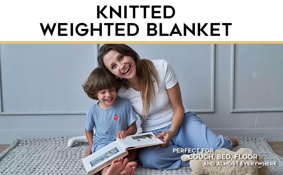 Woman Sleeping With Navy Blue YNM Weighted Blanket