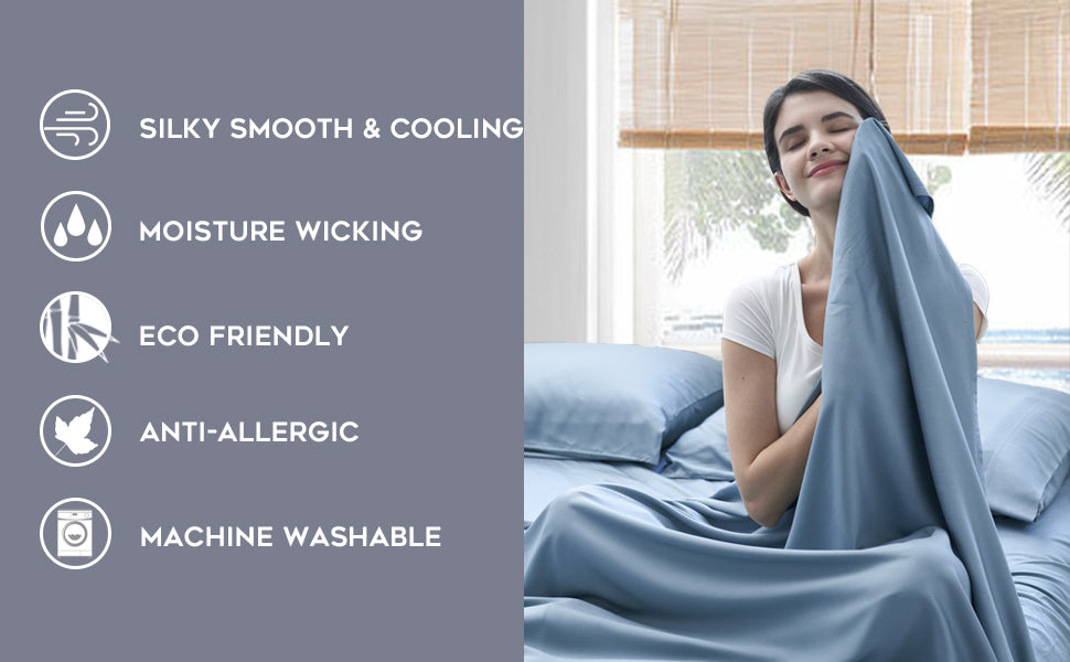 Woman Sleeping With Navy Blue YNM Weighted Blanket
