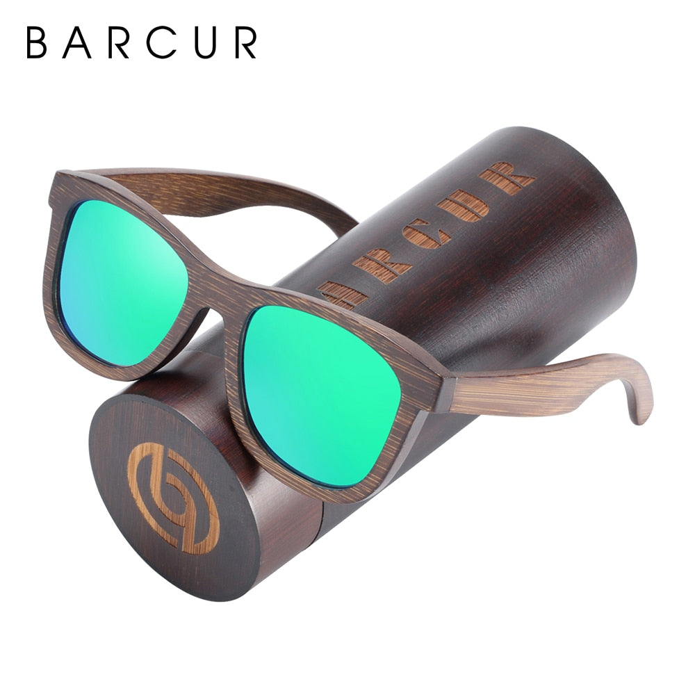 BARCUR Natural Wooden Polarized Sunglasses, Handmade Bamboo