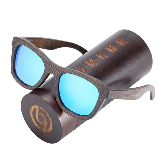 BARCUR Natural Wooden Polarized Sunglasses, Handmade Bamboo