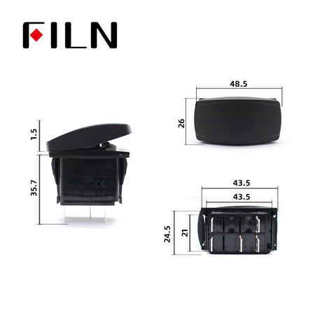 Car Off Road 12V 20A Toggle Rocker Switch Blue Red LED Rocker Switch Lamp Size