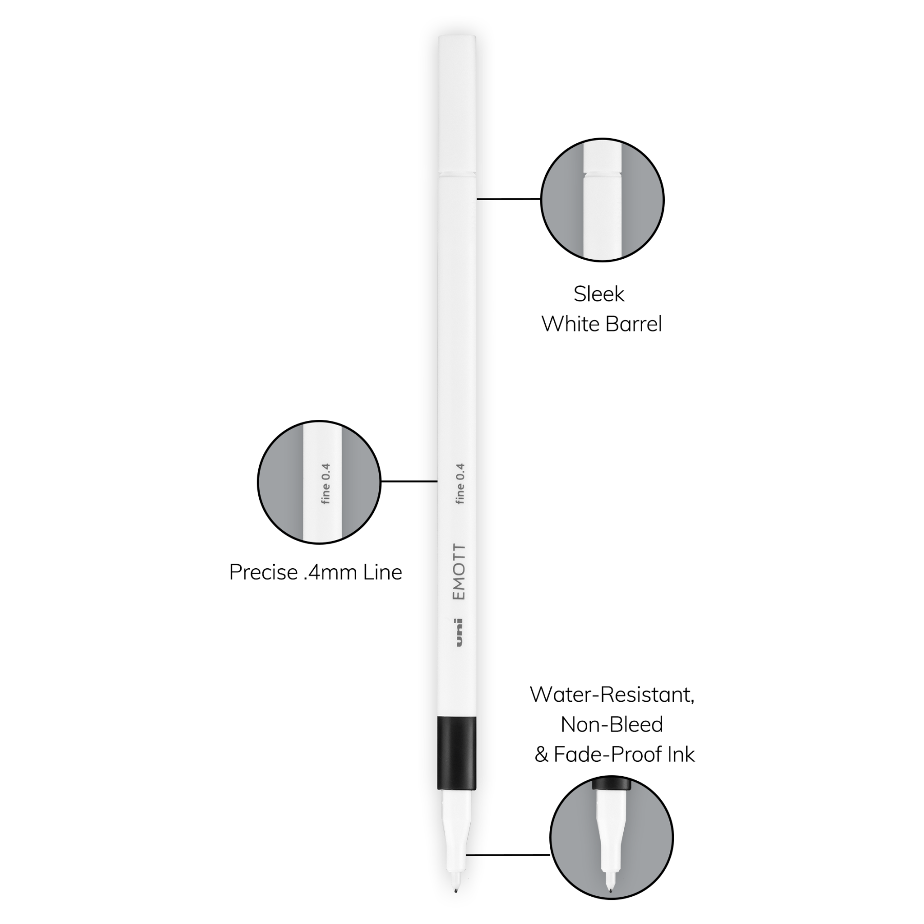 uni? EMOTT, Fine Line Marker Pens (5 Color Set)