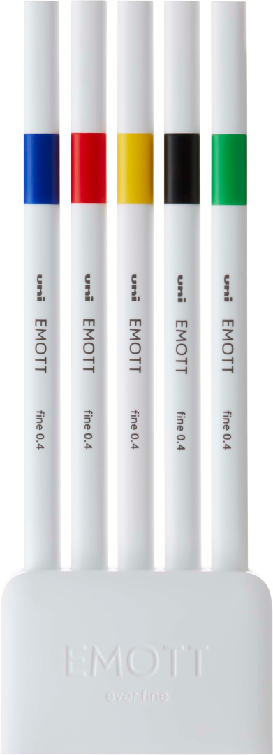 uni? EMOTT, Fine Line Marker Pens (5 Color Set)