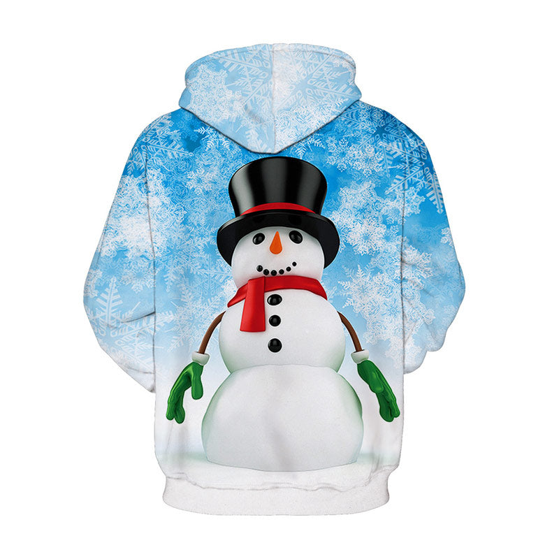 Unisex Christmas Snowman Drawstring Hoodie