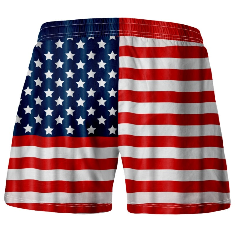 American Flag Board Shorts Drawstring Elastic Waist Quick Dry Beach Shorts