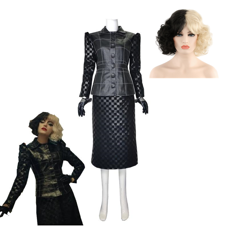 2021 Cruella de Vil Cosplay Costumes Outfits Halloween Suit for Women