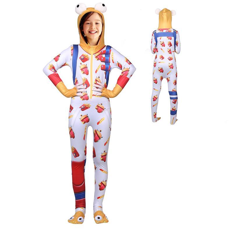 Kids Durr Burger Onesie Costume Fortnite Hooded Jumpsuit Halloween